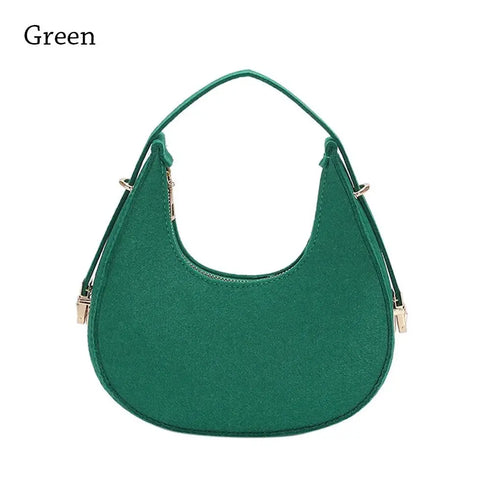 Women's Crocodile Grain Underarm Bags Felt Fashion Shoulder Bag Cute Simple Handbags Female Purses